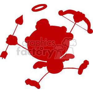 300x300 Royalty Free Red Silhouette Cupid With Bow And Arrow 378602 Vector