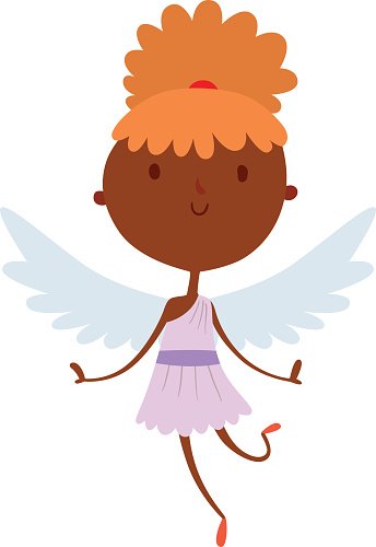 344x500 Cartoon Cute Cupid Angel Smile Girl Kid Vector Silhouette Premium
