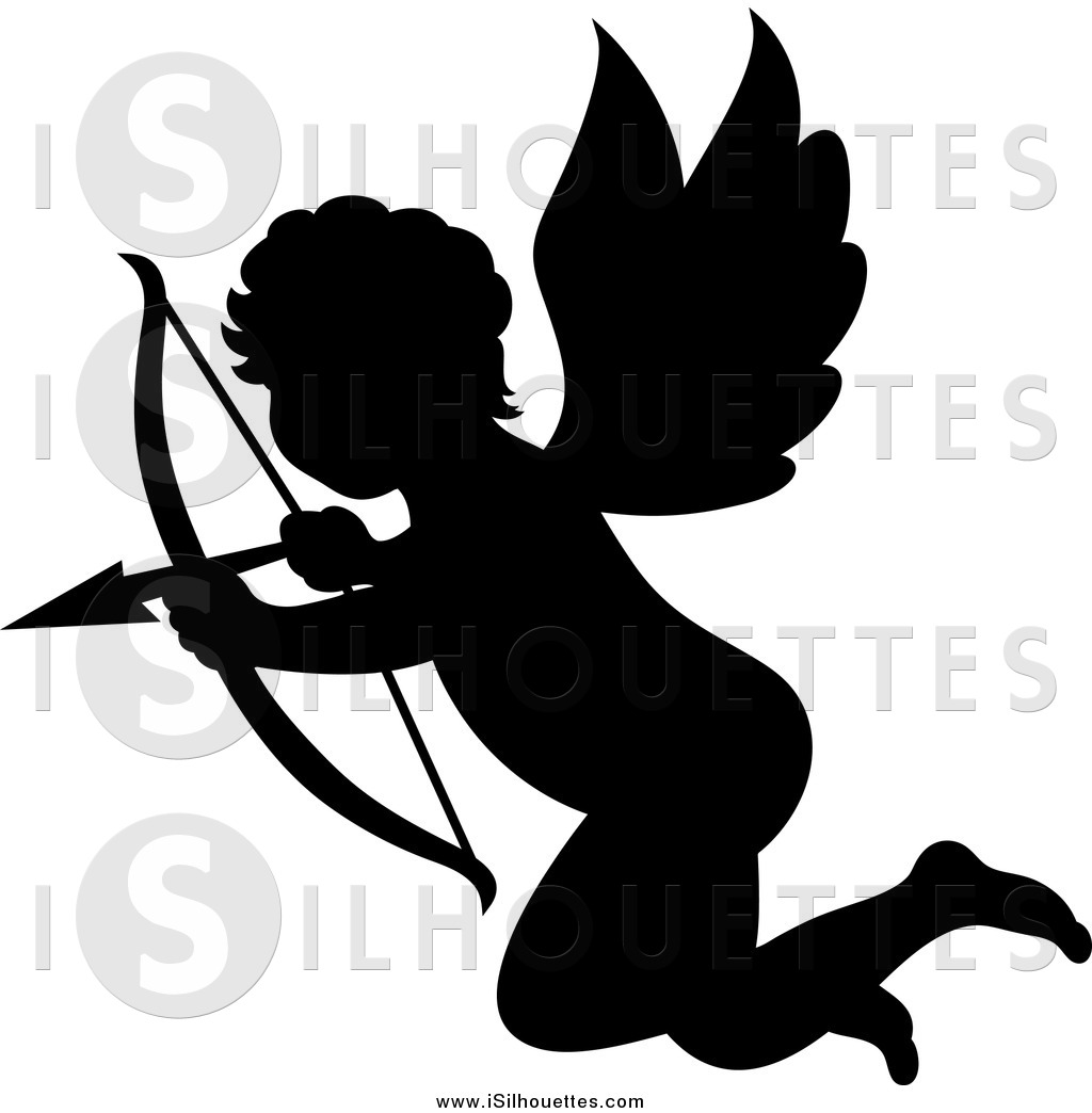 1024x1044 Clipart Of A Silhouetted Black Cupid Aiming His Arrow By Vector