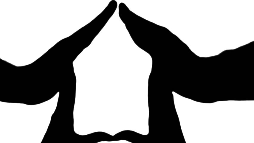 852x480 Male Hands Cupping Gesture Silhouette Isolated Black Silhouette