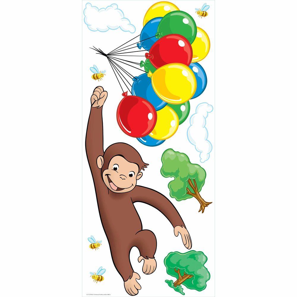 1000x1000 Roommates 5 In. X 19 In. Curious George Peel And Stick Giant Wall