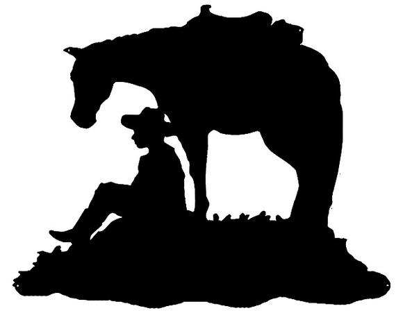 580x451 Cowboy And Horse Cut Out Wall Art Silhouette Metal Sign 24x29.5