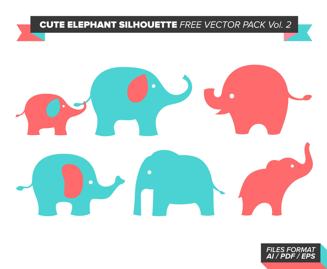 1136x936 Cute Elephant Silhouette Free Vector Pack Vol. 2 Vector Art
