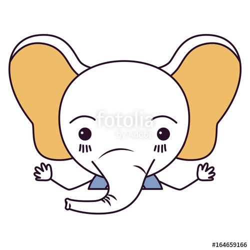 500x500 Silhouette Color Sections Caricature Half Body Of Cute Elephant