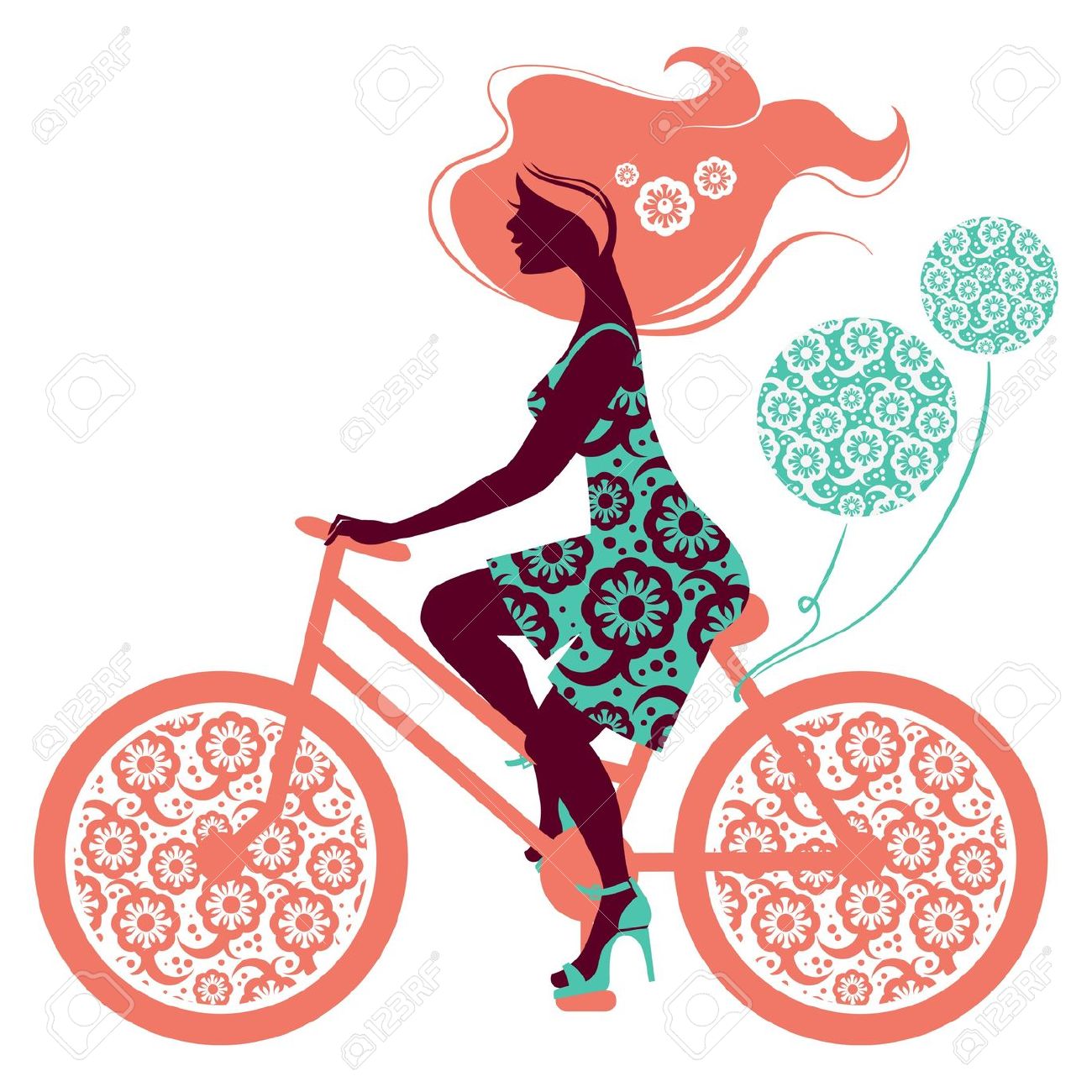 1300x1300 Pushbike Clipart Cute Lady