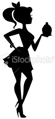 177x380 A Silhouette Of A Cute Girl Holding A Cupcake. Solid Shape Except
