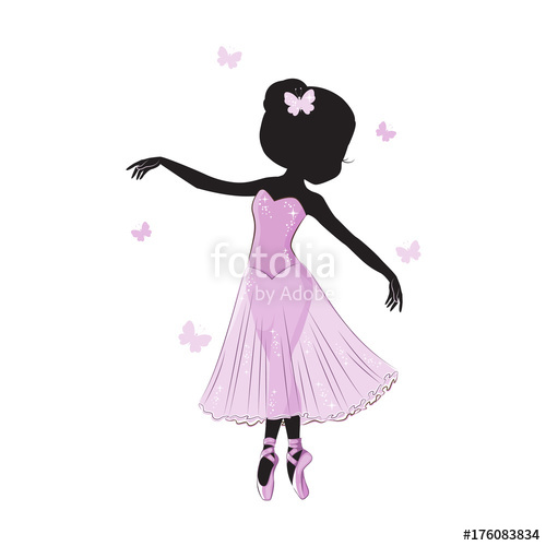 500x500 Silhouette Of Cute Little Ballerina In Pink Dress Isolated