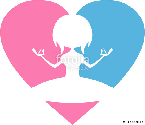 500x429 Cute Cartoon Yoga Girl In Heart Silhouette Stock Image