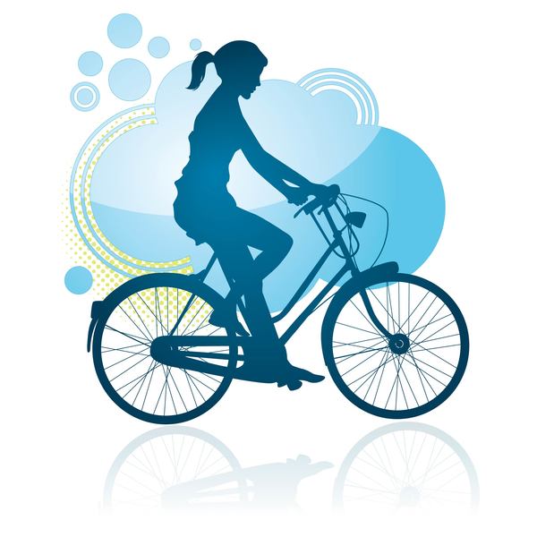 600x600 Cycling Girl Silhouette Vector