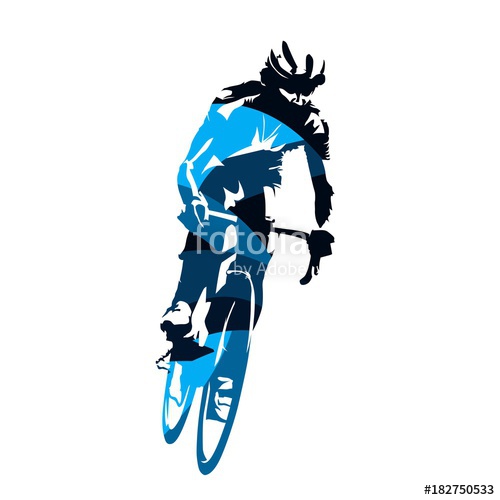 500x500 Road Cycling, Cyclist Riding Bike, Abstract Blue Vector Silhouette