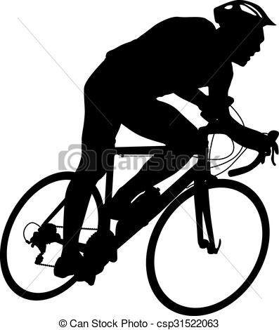 397x470 Silhouette Of A Cyclist Male. Vector Illustration. Clip Art Vector