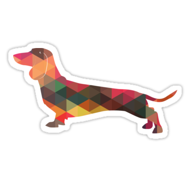 375x360 Dachshund Dog Colorful Geometric Pattern Silhouette