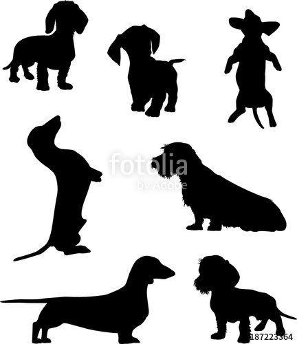 432x500 Silhouettes Of Dachshunds. Vector Illustration. Set 2 Stock Image