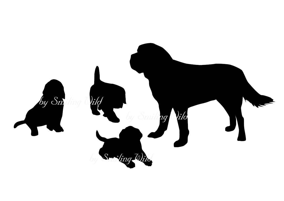 1191x842 St Bernard Puppy Svg Silhouette Saint Bernards Clipart Printable