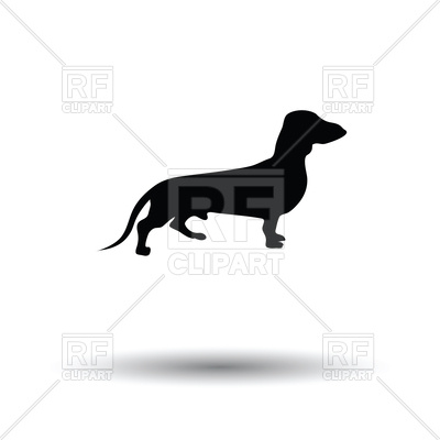 400x400 Dachshund Dog On Black Background Royalty Free Vector Clip Art
