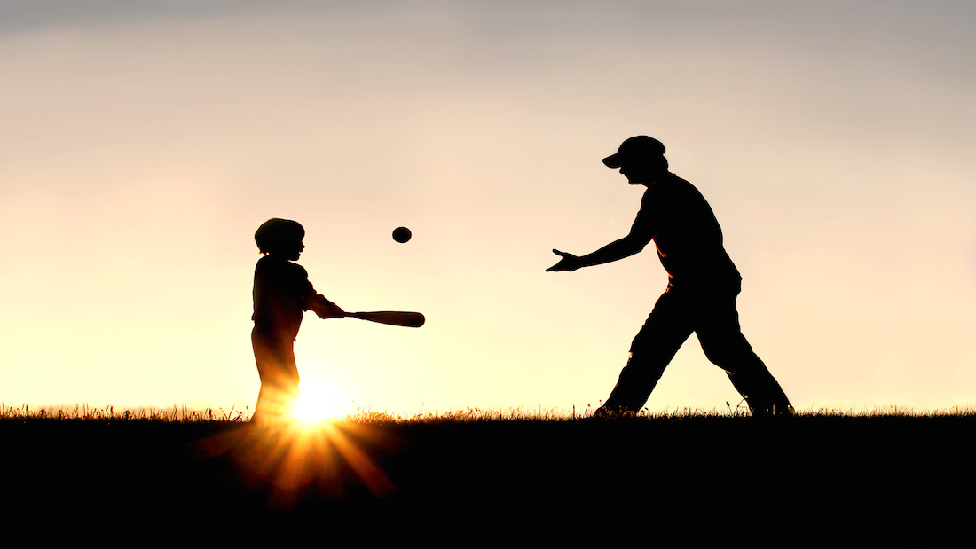 1100x619 Pigeon Frame Silhouette Of Father And Son Playing Baseball Outside