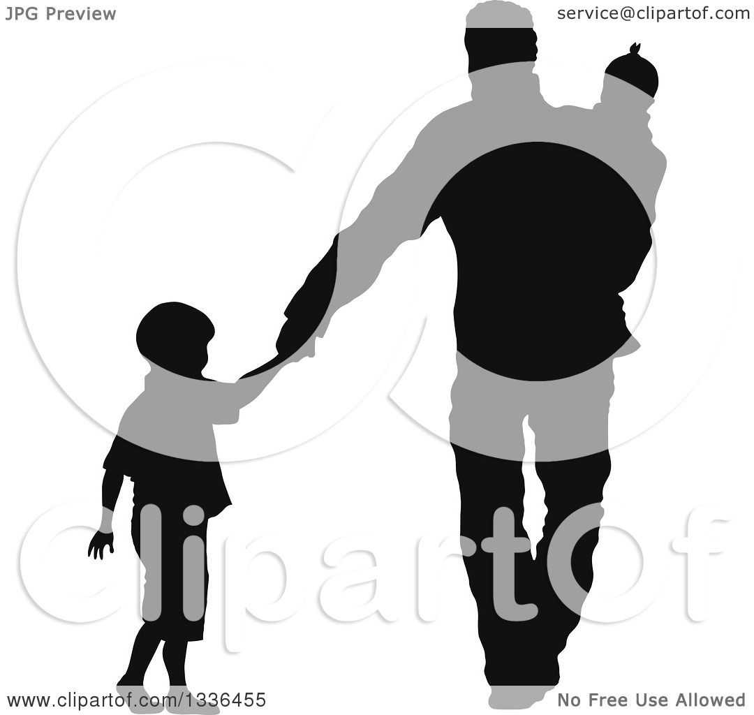 1080x1024 Clipart Of A Black Silhouette Of A Son Holding Hands And Walking