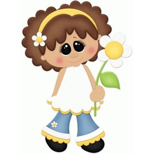 300x300 Spring Girl Holding Daisy Silhouette Design, Silhouettes