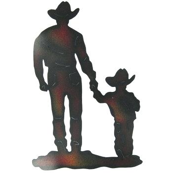 350x350 Cowboy Wall Art Cowboy With Son Silhouette Metal Wall Decor Hobby