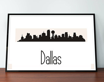 340x270 Dallas Skyline Art Etsy