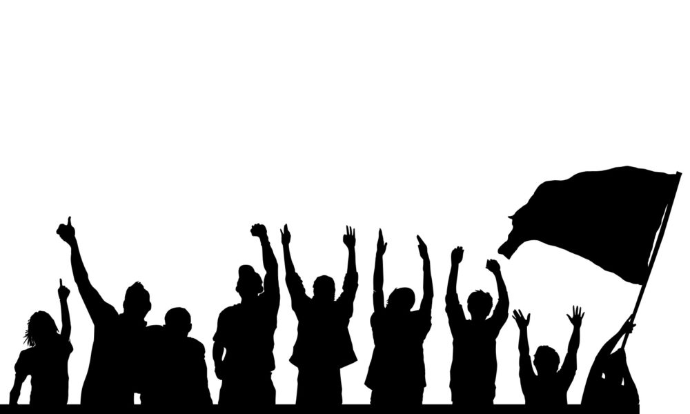 1000x600 Protesters Clipart Silhouette