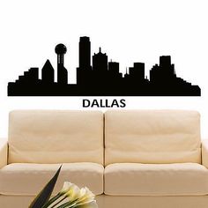 236x236 Dallas Texas Silhouette Skyline Map Art