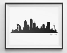 236x186 Dallas Skyline Silhouette Medium Vinyl Wall Decal By Wallstickz