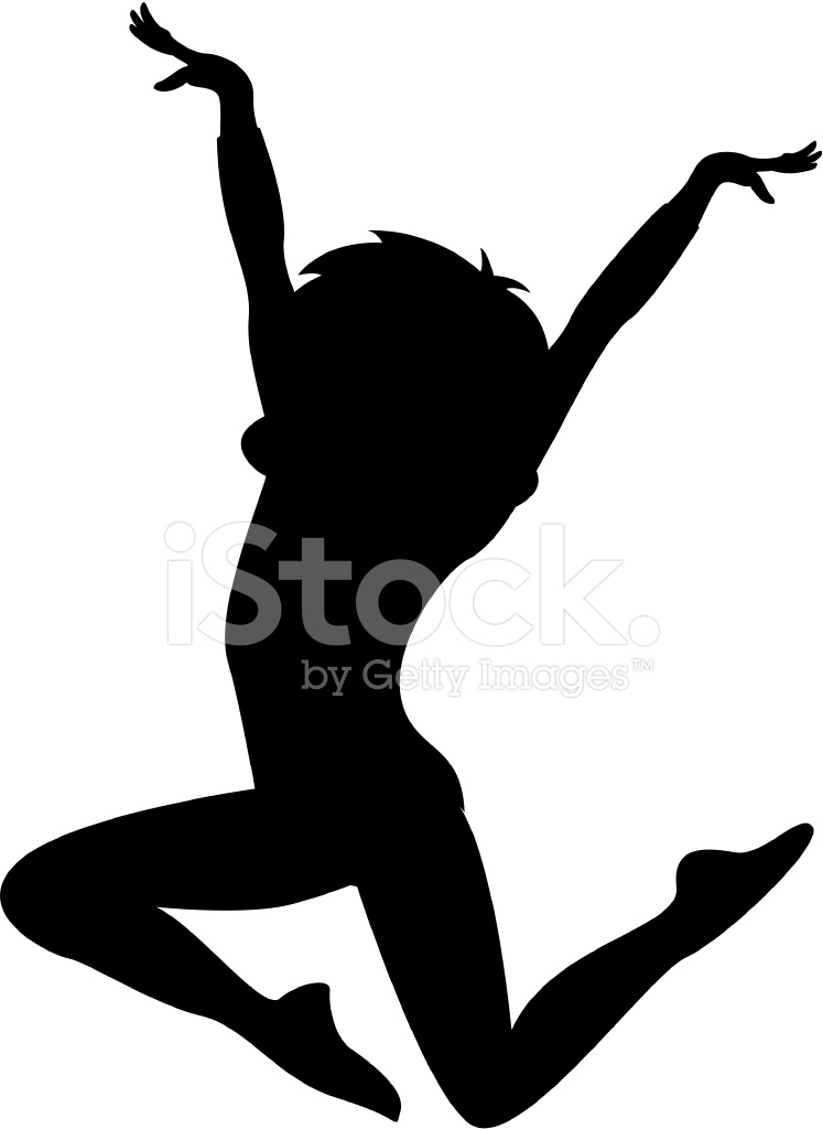 747x1024 Silhouette Of Gymnast Jumping Stock Vector