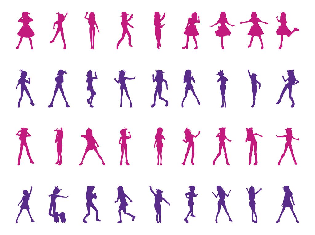 1024x765 Dancing Girls Silhouettes Set Vector Art Amp Graphics