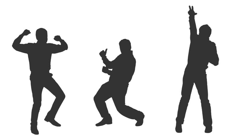 852x480 Boys Rock Party Dance In Silhouettes, Full Hd Shot With Alpha