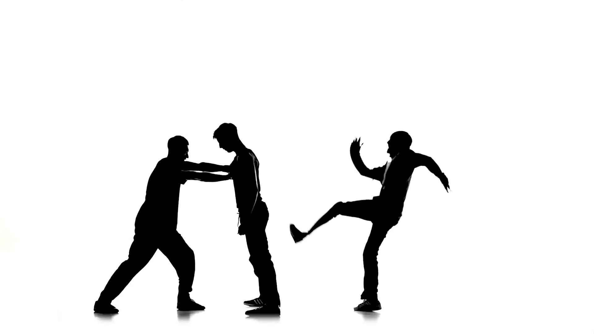 1920x1080 Three Young Men Dancing Hip Hop, Breakdance On White, Silhouette