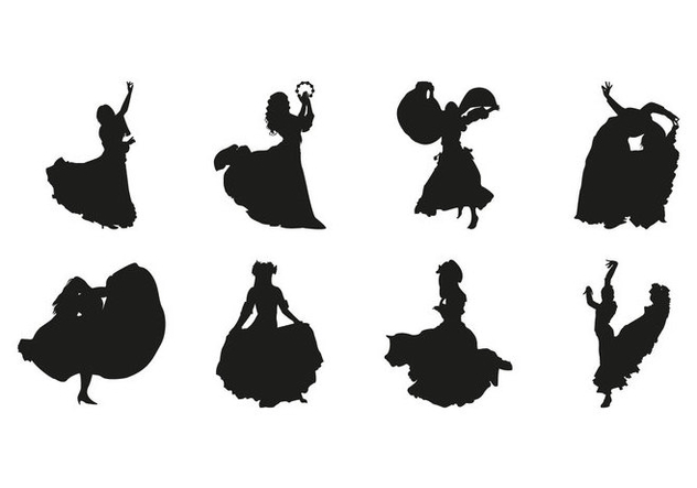 632x443 Free Gipsy Dance Silhouettes Vector Free Vector Download 408097