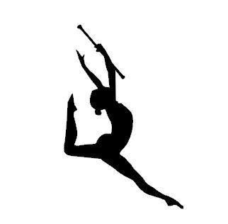 322x316 Silhouette Digital File, Majorette Leaping With Baton, Cameo