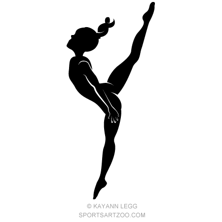 450x450 Gymnast High Kick Silhouette Sportsartzoo