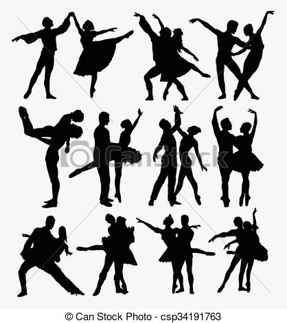 418x470 Ballet Couple Dancer Silhouettes. Ballet Couple Dance Posing