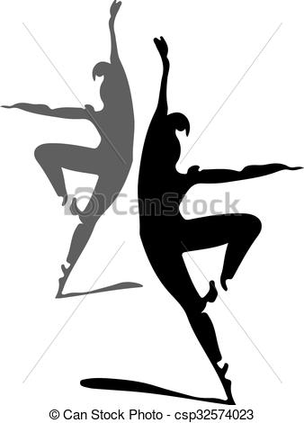 338x470 Ballet Dancers Silhouette 1 Vector Illustration