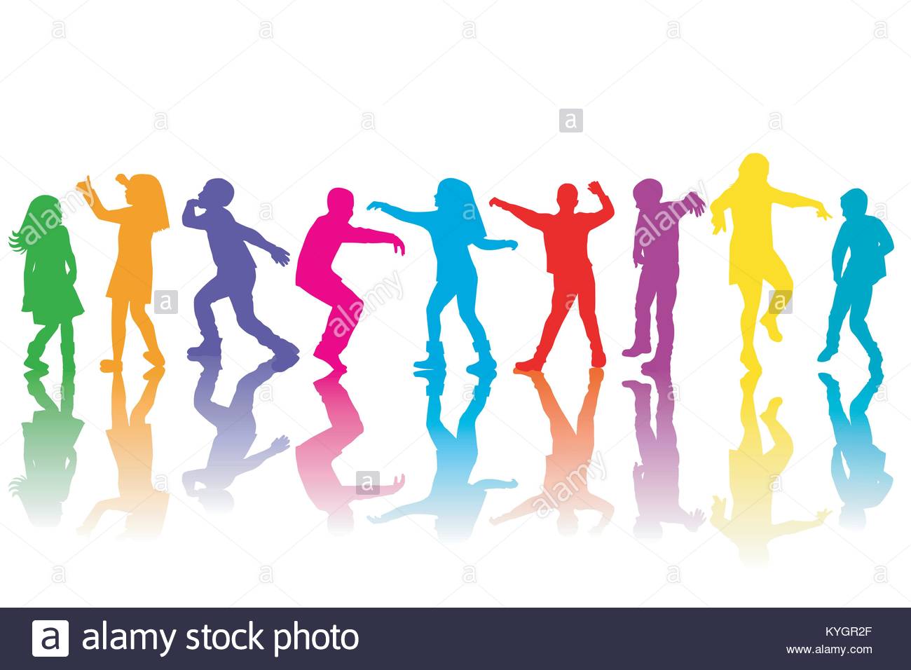 1300x956 Group Of Children Silhouettes Dancing Stock Vector Art