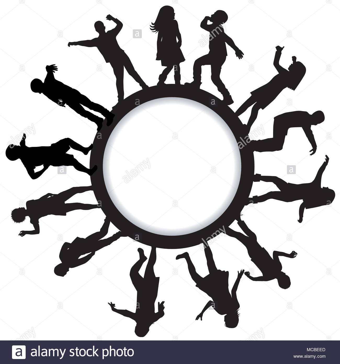 1300x1390 Circle Frames With Happy Children Silhouettes Dancing Stock Vector