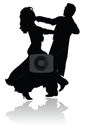 300x450 Waltz Dance Couple Silhouette Stock Vector