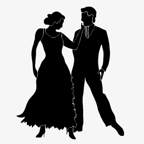 500x500 Couple Silhouette, Black Silhouette, Dancing, Lovers Png Image