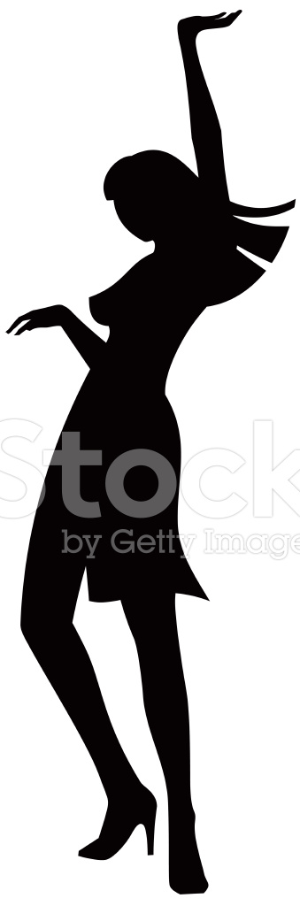 339x1024 Dancing Girl Silhouette Stock Vector