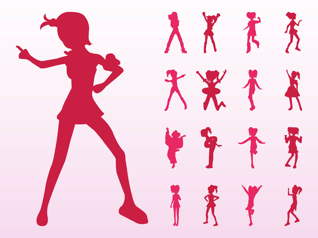 1024x765 Jumping And Dancing Girls Silhouettes Vector Art Amp Graphics