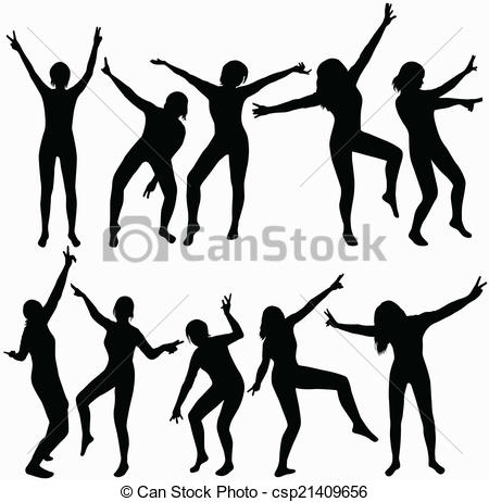 450x462 Dancing Girls Silhouettes Clipart Vector