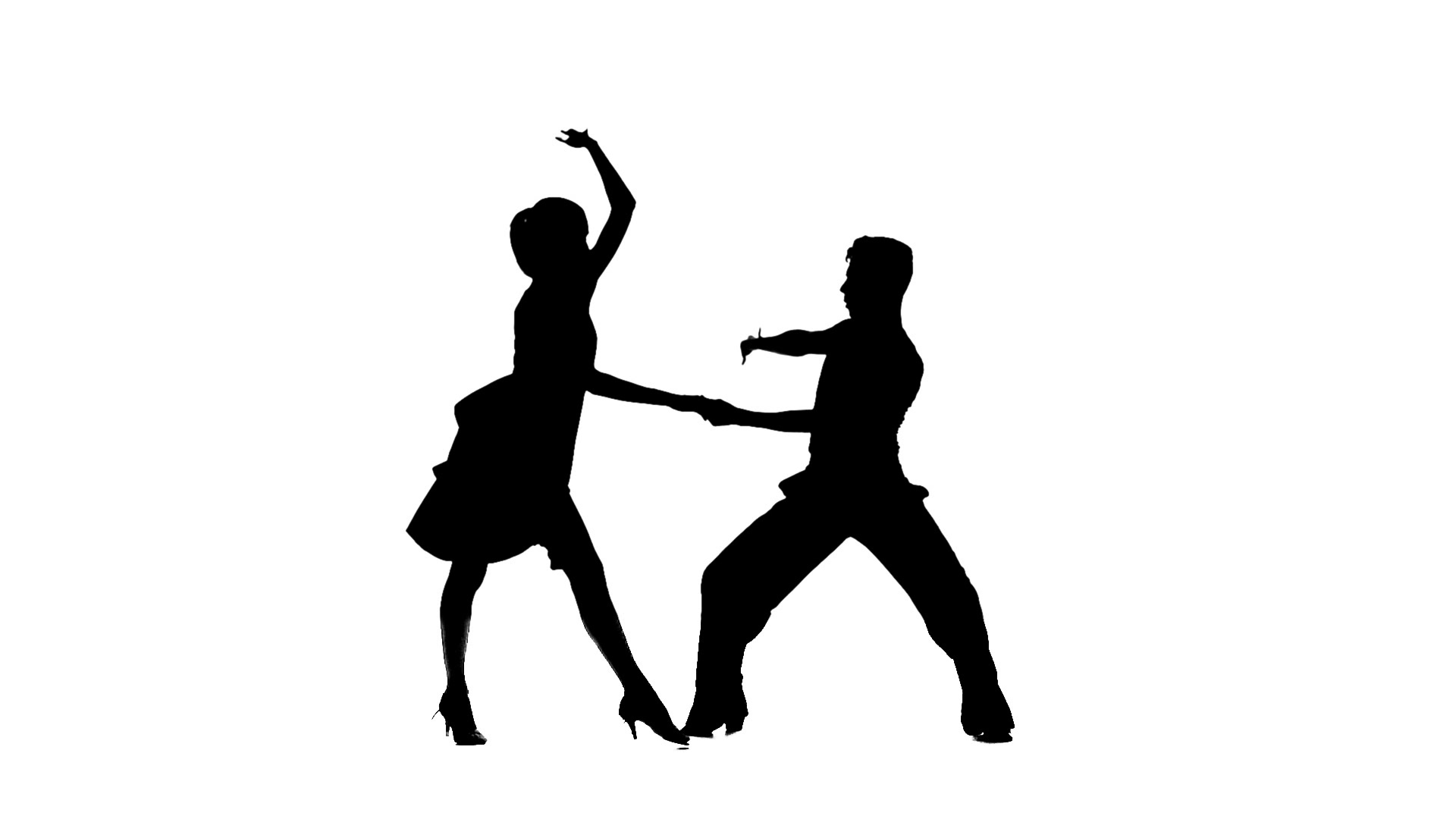 1920x1080 Silhouette Professional Pair Dancing Jive On White Background