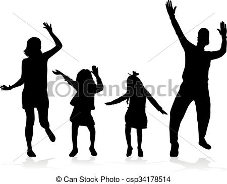450x365 Dancing People Silhouettes. Vector Clip Art