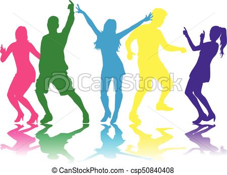 450x347 Dancing People Silhouettes. Vector Clipart