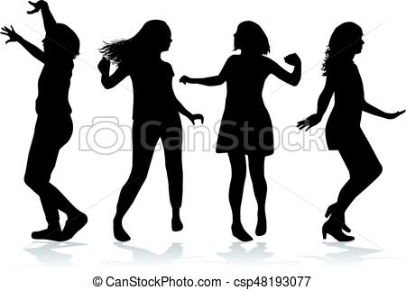 450x322 Dancing People Silhouettes. Vectors Illustration