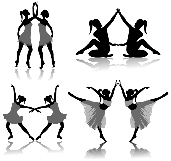 600x565 Free Ballet Dancers Silhouettes, Vector Image