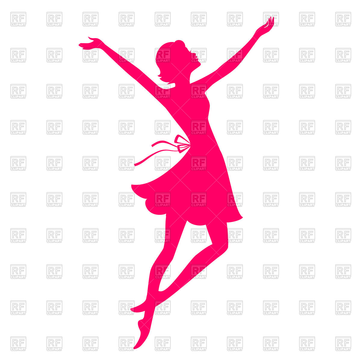 1200x1188 Pink Silhouette Of Dancing Young Woman Royalty Free Vector Clip