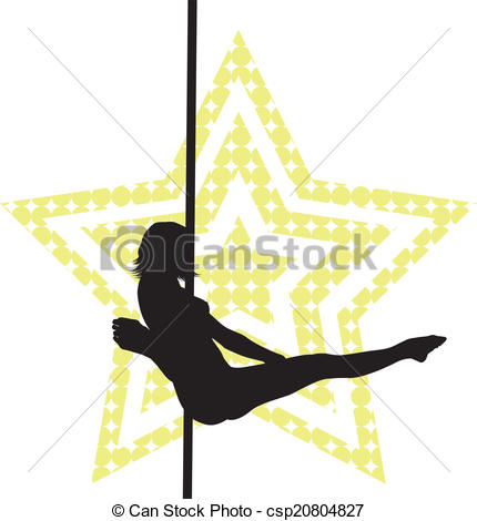 430x470 Pole Dancer Woman On Star Background. Vector Silhouette Vector